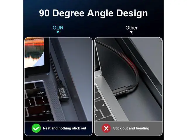 Alt view image 3 of 5 - HOTUTUKI 240w 80gbps USB c Cable Compatible with Thunderbolt 5 Cable Right Angle 6.6ft, 90 Degree USB C Cable, 8K/16k 60Hz usbc Monitor Cable for Thunderbolt 4,USB c Video