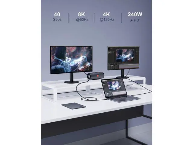 Alt view image 4 of 5 - HOTUTUKI USB-C for Thunderbolt 4 Extension Cable 40Gbps Data Transfer, USB c Male to USB c Female Cable, 8K Display/PD 240W, Compatible with Thunderbolt 3/USB 4/3/SSD eGPU 2M/6.6FT