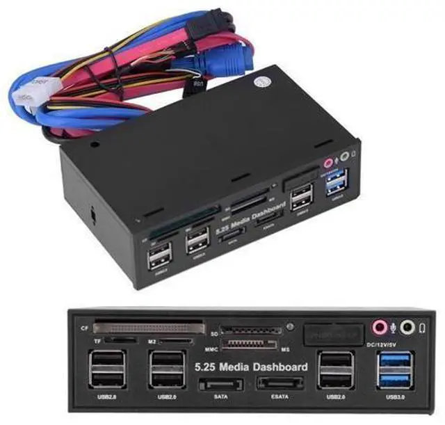 Main image of Internal Card Reader, 5.25inch Media Dashboard Front Panel Audio, All-in-1 Card Reader with USB3.0/2.0 HUB eSATA SATA Multi Card Reader(M2 / TF/SD/MMC/MS/CF)
