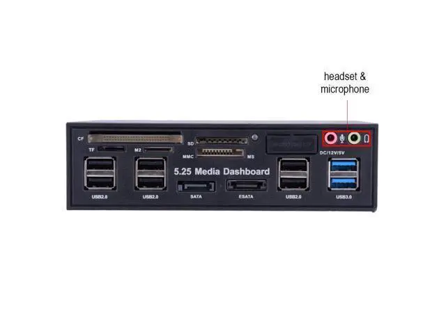 Alt view image 5 of 5 - Internal Card Reader, 5.25inch Media Dashboard Front Panel Audio, All-in-1 Card Reader with USB3.0/2.0 HUB eSATA SATA Multi Card Reader(M2 / TF/SD/MMC/MS/CF)