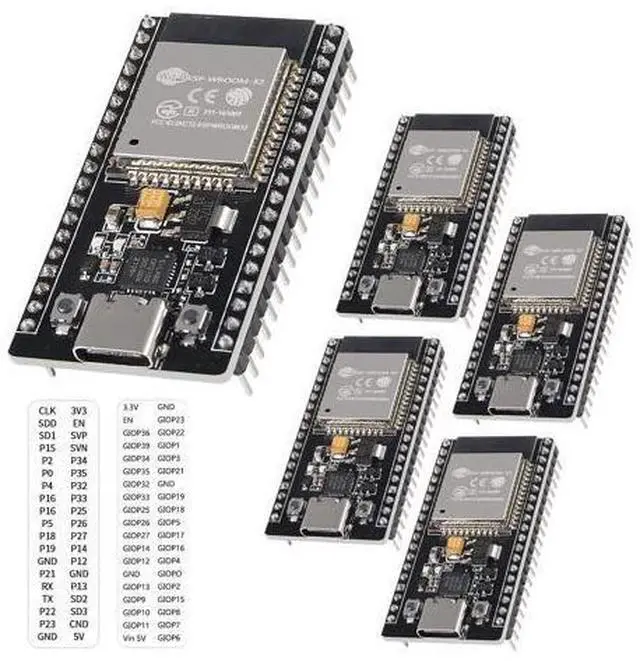 Main image of 5Pcs ESP32 Development Board CP2102 Chip 38Pin Narrow Version WiFi + Bluetooth Microcontroller Dual Cores ESP-32 ESP-32D Board ESP-WROOM-32 2 in 1 Dual Core Low Power Consumption ESP-32 Type C
