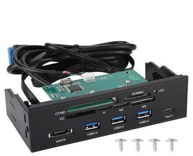 Main image of Internal Card Reader, 5.25inches USB 3.0 Interface Multifunction Internal Card Reader Dashboard PC Front Panel with eSATA and USB 3.1 Port, Support M2, MSO, Memory, MS, XD, 64G CF Card
