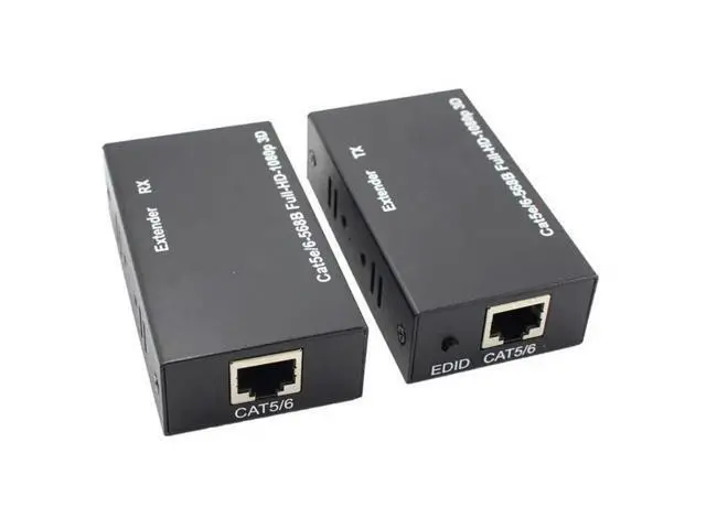 Alt view image 2 of 6 - 60M HDMI-compatible Extender Cat5e Cat 6 Ethernet IP TCP signal HD to Lan Converter 1080p 4D Transmitter Receiver TX RXLength: 80 m(usb cable) Color: White (dual power)