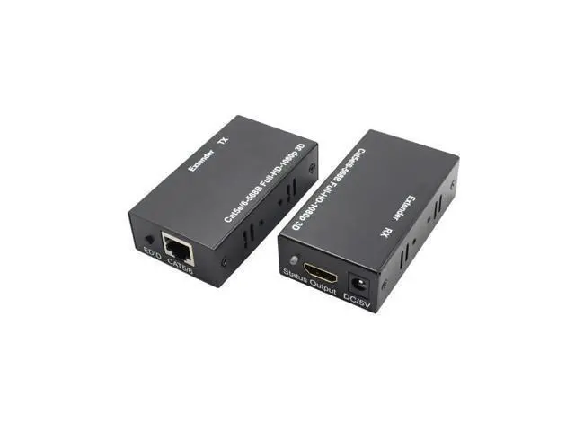 Alt view image 3 of 6 - 60M HDMI-compatible Extender Cat5e Cat 6 Ethernet IP TCP signal HD to Lan Converter 1080p 4D Transmitter Receiver TX RXLength: 80 m(usb cable) Color: White (dual power)