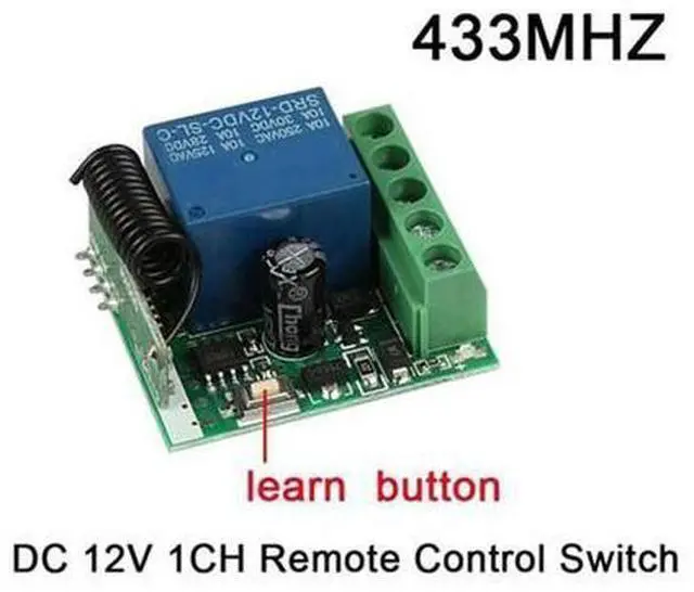 Main image of 5X 433 Mhz RF Wireless Switch Receiver DC 12V Single Relay Receiver Module With 10 Remote Transmitter