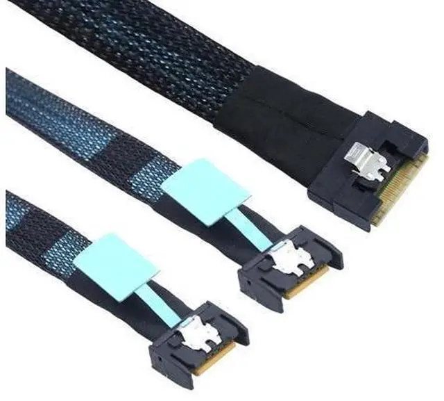 Main image of AoQhir Slimline SAS SFF-8654 8I to Dual MCIO 4I Server Cable with Anti-Misplug Full Cover Design, 16G High-Speed Copper Wire Harness (0.8M/31.49in)