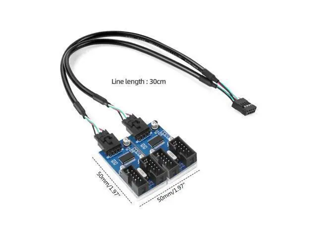 Alt view image 5 of 6 - Motherboard USB 2.0 9Pin Header 1 to 4 Extension Splitter Adapter Converter USB 2.0 Male to 4 9-Pin Internal Cable