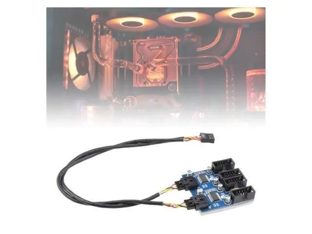 Alt view image 6 of 6 - Motherboard USB 2.0 9Pin Header 1 to 4 Extension Splitter Adapter Converter USB 2.0 Male to 4 9-Pin Internal Cable