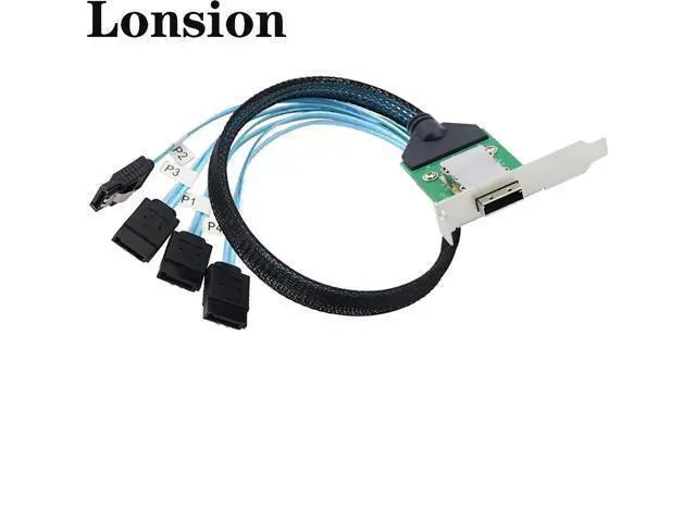 Alt view image 5 of 5 - AoQhir Mini SAS HD SFF-8088 26Pin Female to 4X SATA 7Pin 180 Cable, 0.5m/19.6in 12Gbps High-Speed Server Data Cable