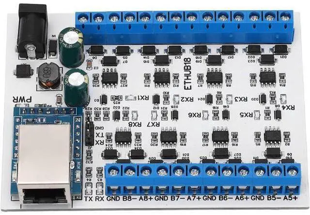 Main image of RJ45 to 8 RS485 Hub Converter, PCB TVS Surges Protection Hub Board, Electronic Hub Module Accessories for Home Home Automation Identification System (Hub Module)