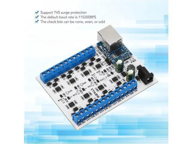 Alt view image 2 of 7 - RJ45 to 8 RS485 Hub Converter, PCB TVS Surges Protection Hub Board, Electronic Hub Module Accessories for Home Home Automation Identification System (Hub Module)