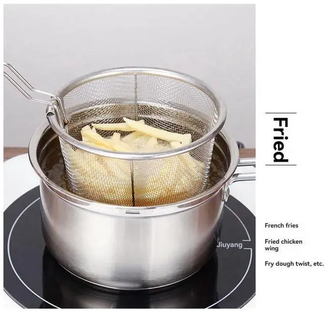 Alt view image 4 of 7 - Folding Fry Basket Mesh Container 7 Inch Foldable Deep Fryer Basket with Handle for Frying and Food Presentation