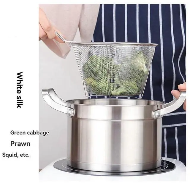 Alt view image 3 of 7 - Folding Fry Basket Mesh Container 7 Inch Foldable Deep Fryer Basket with Handle for Frying and Food Presentation