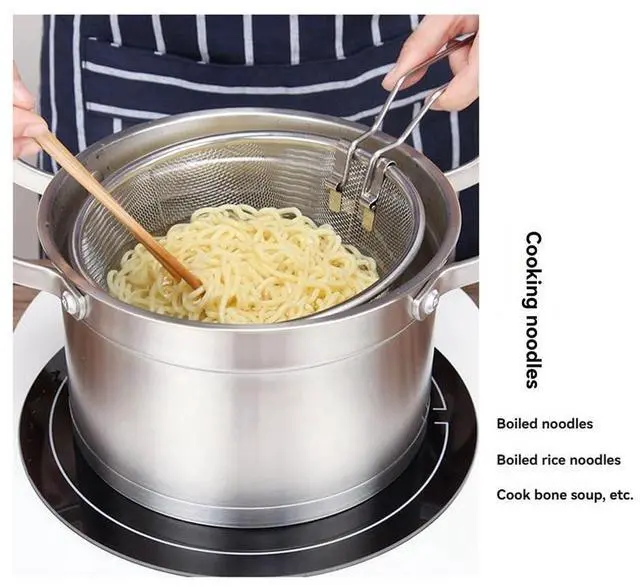 Alt view image 6 of 7 - Folding Fry Basket Mesh Container 7 Inch Foldable Deep Fryer Basket with Handle for Frying and Food Presentation