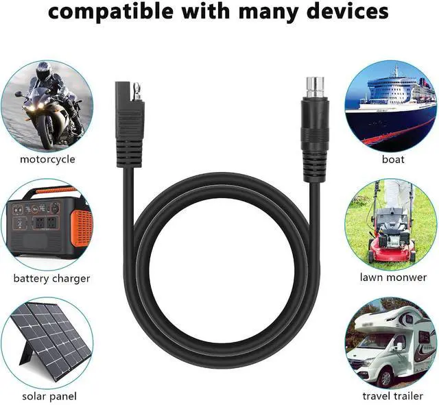 Alt view image 4 of 7 - 24V DC8mm to SAE Extension Cable DC 8.0mm x 2.0mm Male Plug to SAE Solar Adapter Connector Cable 14AWG for Car,Motorcycle,Solar Panel,Portable Generator,Solar Power Station Etc.