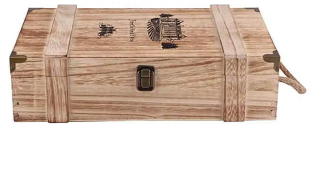 Alt view image 3 of 7 - Vintage Wood 2 Red Wine Bottle Box Carrier Crate Case Storage Carrying Display Holder Birthday Party