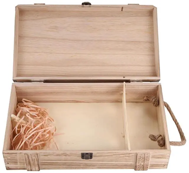 Alt view image 4 of 7 - Vintage Wood 2 Red Wine Bottle Box Carrier Crate Case Storage Carrying Display Holder Birthday Party
