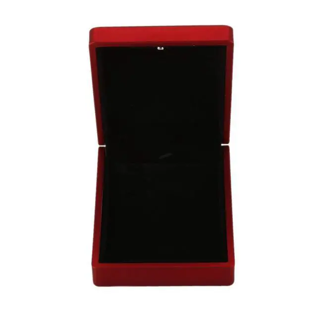 Alt view image 2 of 7 - LED Lighted Necklace Box Rubber + Plush Pendant Case for Jewelry Display Wedding Valentine's Day Gift