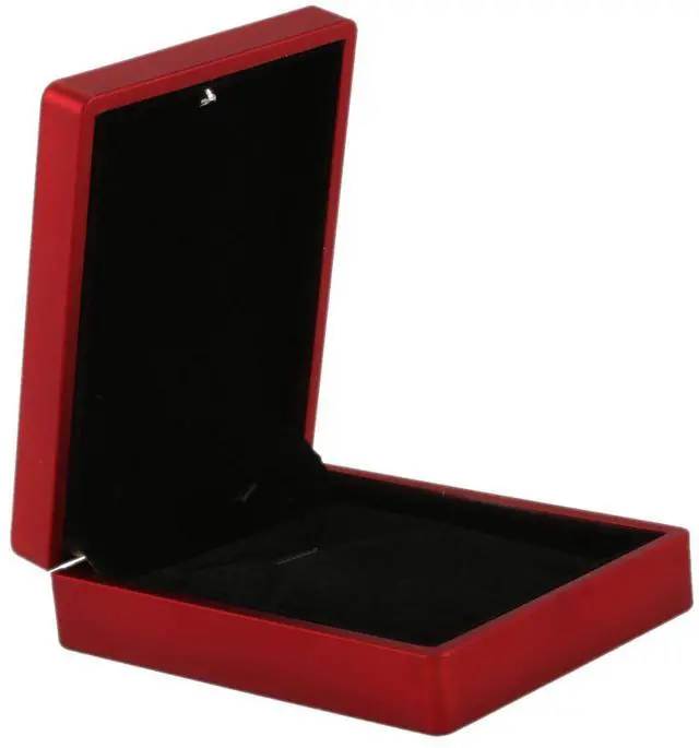 Main image of LED Lighted Necklace Box Rubber + Plush Pendant Case for Jewelry Display Wedding Valentine's Day Gift