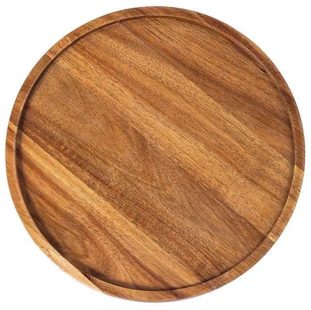 Main image of Round Wood Tray,Wooden Serving Tray,Serving Platter,Appetizer Charcuterie Board,Tray Organizer for Kitchen/Countertop A