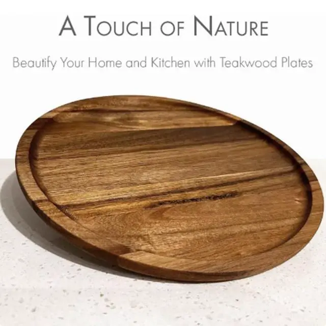 Alt view image 2 of 7 - Round Wood Tray,Wooden Serving Tray,Serving Platter,Appetizer Charcuterie Board,Tray Organizer for Kitchen/Countertop A