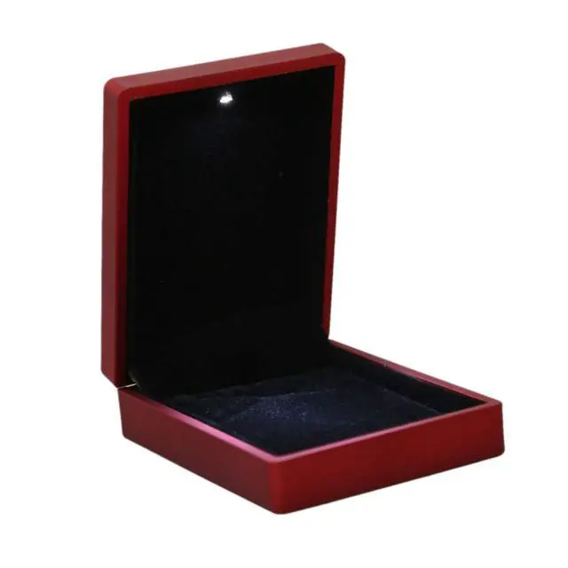 Alt view image 4 of 7 - LED Lighted Necklace Box Rubber + Plush Pendant Case for Jewelry Display Wedding Valentine's Day Gift