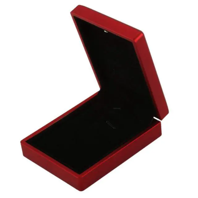 Alt view image 7 of 7 - LED Lighted Necklace Box Rubber + Plush Pendant Case for Jewelry Display Wedding Valentine's Day Gift
