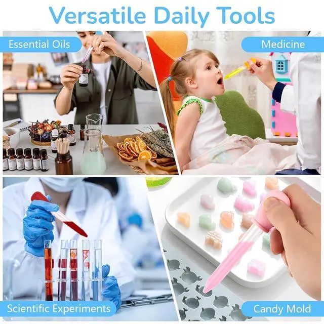 Alt view image 2 of 6 - Silicone 16 PCS Liquid Droppers, 5 Ml Clear Eye Drop Dispenser for Kids, Silicone& Plastic Pipette Set