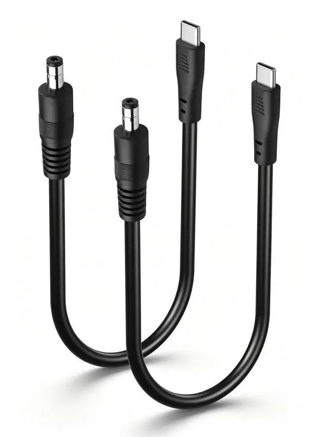 Main image of Type-C Male to DC5521 Male/Female Cable, 2464/18AWG, 24V 5A, 0.3m DC Power Cord; High Current Compatible for CCTV, Router, LED Lights, Industrial Devices (Male-to-Female)