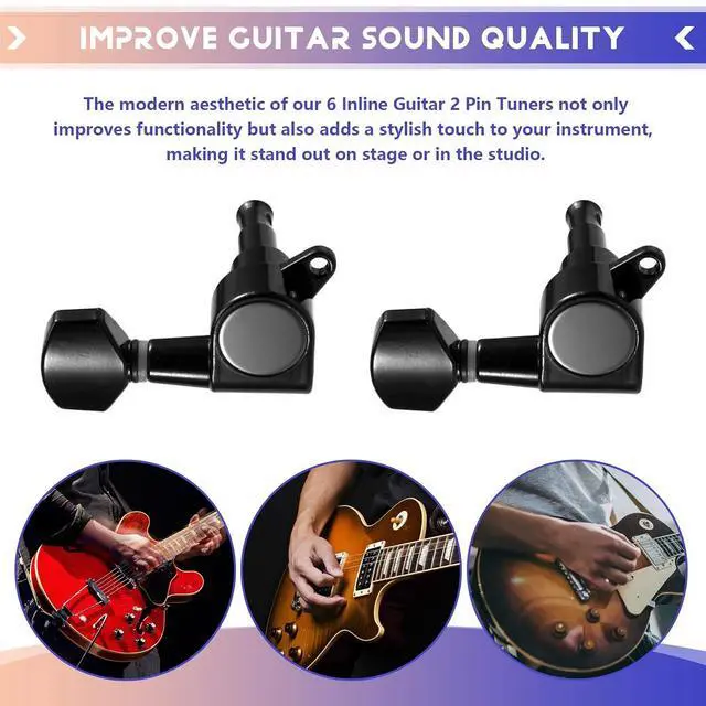Alt view image 3 of 7 - 6 Inline Guitar 2 Pin Tuners Tuning Keys Pegs Dual Pin Tuning Machine Heads for ///Guitars
