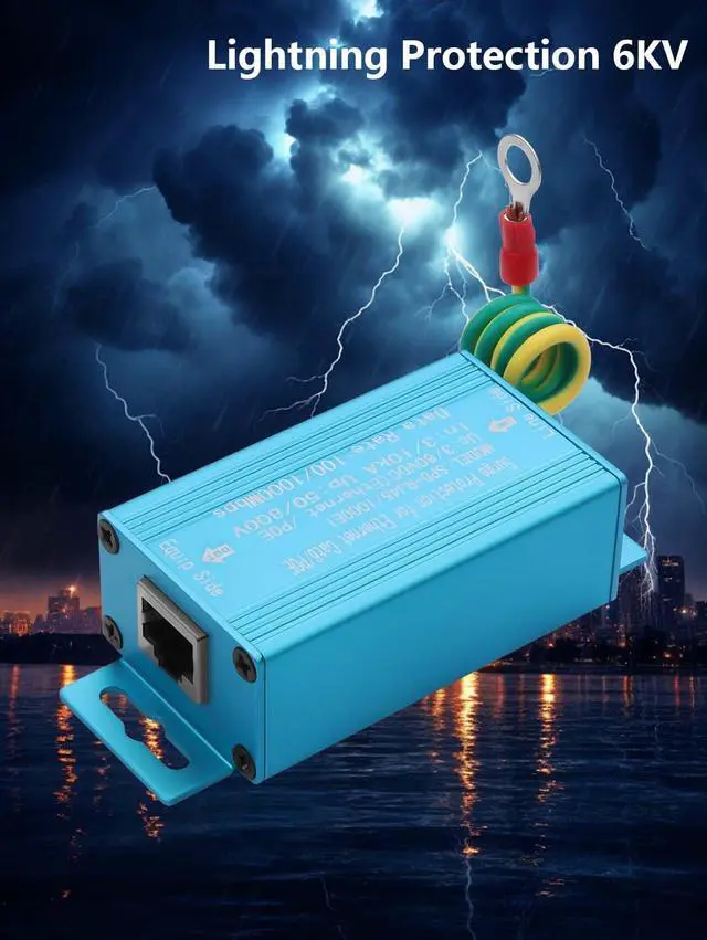 Alt view image 3 of 7 - 2-in-1 Lightning Arrester, Network Monitoring Camera, Power Surge Protector, Lightning Arrester (Blue)