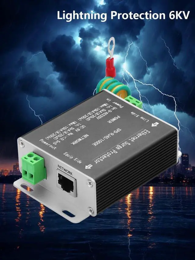 Alt view image 3 of 7 - 2-in-1 Lightning Arrester, Network Monitoring Camera, Power Surge Protector, Lightning Arrester (Black)
