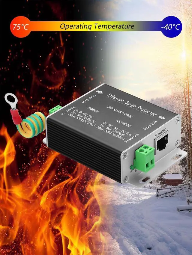 Alt view image 5 of 7 - 2-in-1 Lightning Arrester, Network Monitoring Camera, Power Surge Protector, Lightning Arrester (Black)