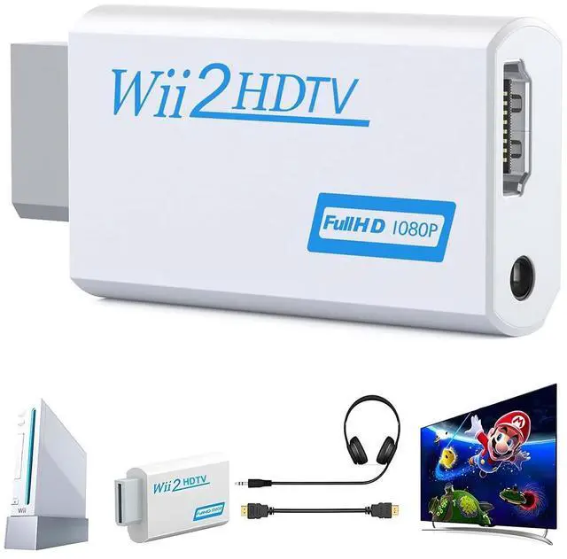 Main image of Wii to HDTV Converter, Wii to HDTV Adapter with 1080P/720P HD Output Video & 3.5mm Jack Audio Converter Adapter, Supports All Wii Display Modes (Withe), WII2HD