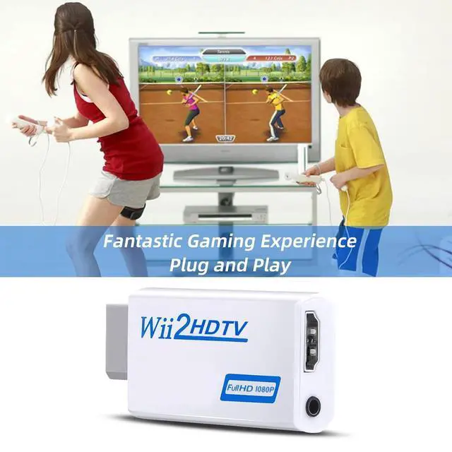 Alt view image 4 of 7 - Wii to HDTV Converter, Wii to HDTV Adapter with 1080P/720P HD Output Video & 3.5mm Jack Audio Converter Adapter, Supports All Wii Display Modes (Withe), WII2HD
