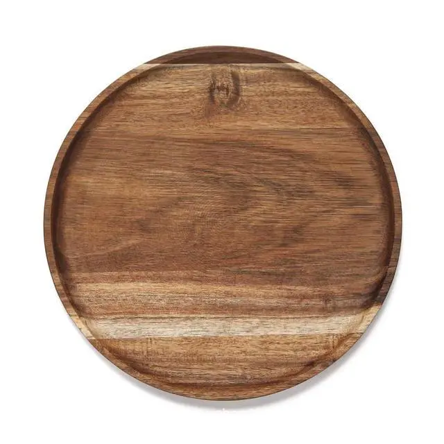 Alt view image 3 of 7 - Round Wood Tray,Wooden Serving Tray,Serving Platter,Appetizer Charcuterie Board,Tray Organizer for Kitchen/Countertop A
