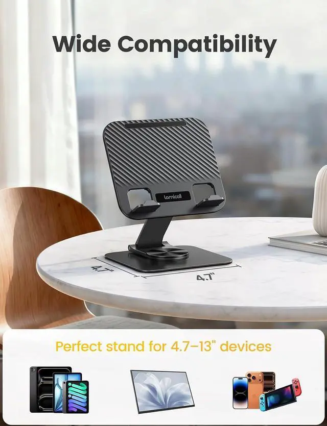 Alt view image 6 of 7 - Adjustable iPad Stand for Desk and 6Pack Rotatable Cord Organizer