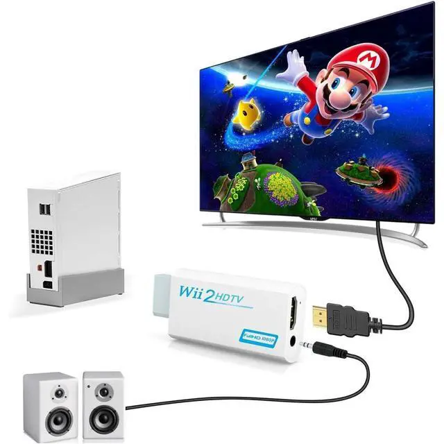 Alt view image 7 of 7 - Wii to HDTV Converter, Wii to HDTV Adapter with 1080P/720P HD Output Video & 3.5mm Jack Audio Converter Adapter, Supports All Wii Display Modes (Withe), WII2HD
