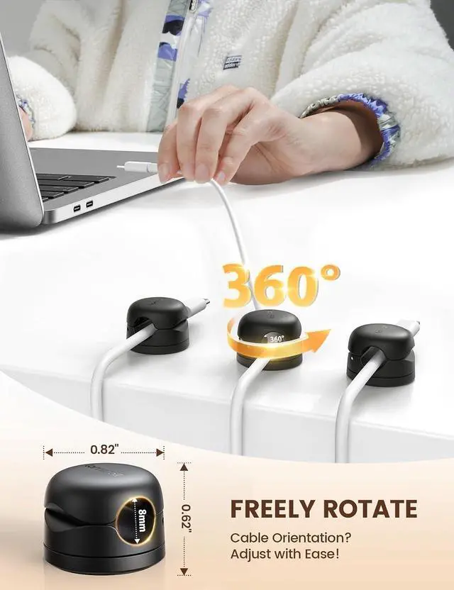 Alt view image 7 of 7 - Adjustable iPad Stand for Desk and 6Pack Rotatable Cord Organizer