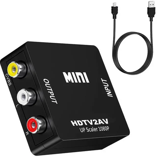 Main image of HDTV(19-Pin Port) to RCA Adapter,AV HD Audio Video Converter,1080P Mini RCA Composite CVBS Audio Video Converter Supports PAL/NTSC Compatible with PC/Laptop/Xbox/TV/Roku/Fire Stick (Black)