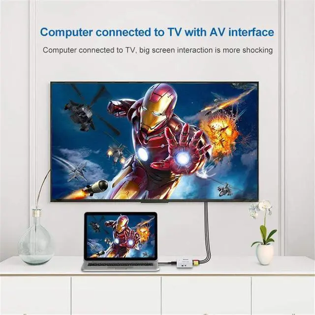Alt view image 7 of 7 - HDTV to RCA Adapter,HD(19-Pin Port) to AV HD Audio Video Converter,1080P Mini RCA Composite CVBS Audio Video Converter Supports PAL/NTSC Compatible with PC/Laptop/Xbox/TV/Roku/Fire Stick