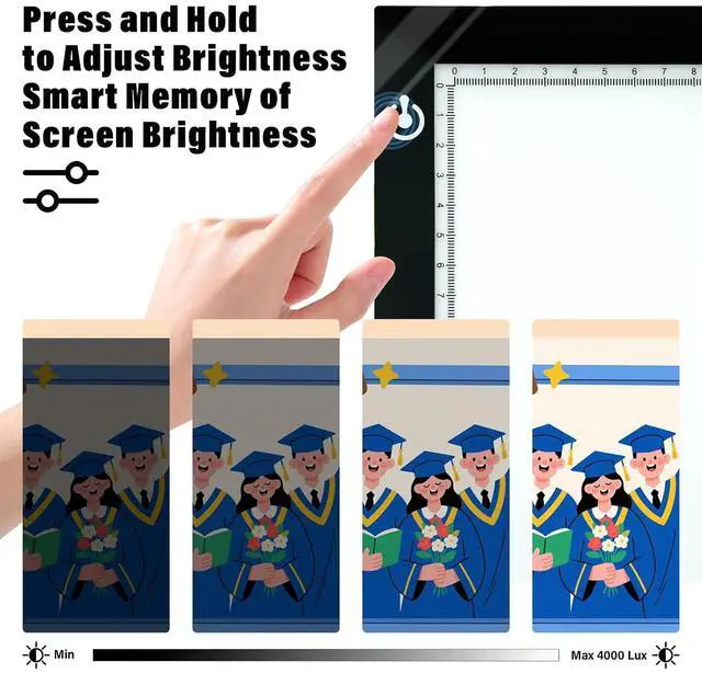 Alt view image 3 of 7 - A4 LED Copy Board Tracing Light Box, Adjustable Brightness Artcraft LED Trace Light Pad, USB Power Light Table for Artists, Tattoo Drawing, Animation, Sketching, Stenciling & Diamond Art Painting