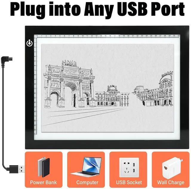 Alt view image 5 of 7 - A4 LED Copy Board Tracing Light Box, Adjustable Brightness Artcraft LED Trace Light Pad, USB Power Light Table for Artists, Tattoo Drawing, Animation, Sketching, Stenciling & Diamond Art Painting