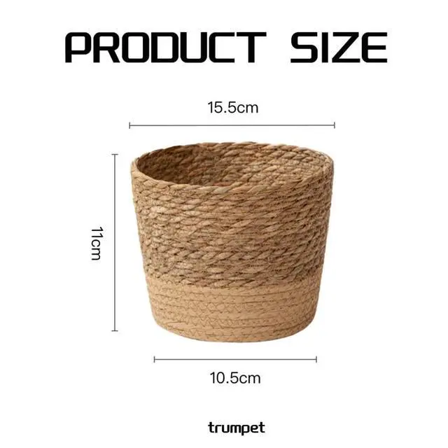Alt view image 6 of 6 - Straw Weaving Flower Plant Pot Wicker Basket Rattan Flowerpot Storage Basket Handmade Woven Planter Basket Easy to Use S