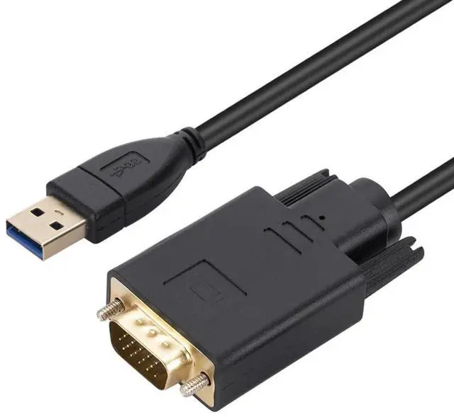 Alt view image 3 of 6 - 1.8m USB 3.0 to VGA Male Cable Converter Adapter 1080P USB3.0 Male to VGA Male for Laptop UHD External Video Projector
