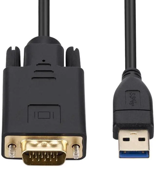Alt view image 4 of 6 - 1.8m USB 3.0 to VGA Male Cable Converter Adapter 1080P USB3.0 Male to VGA Male for Laptop UHD External Video Projector