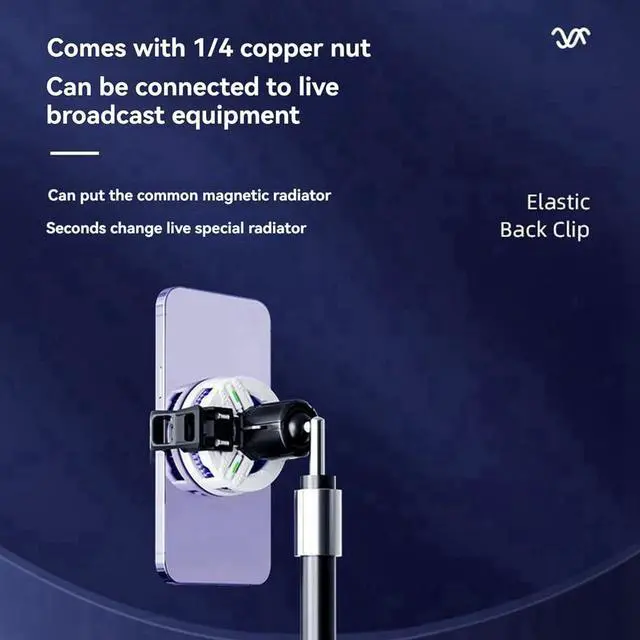 Alt view image 4 of 7 - P5 Universal Mobile Phone Cooler Back Clip Adjustable Elastic Back Clip Compatible with Various Magnetic Heat Sink