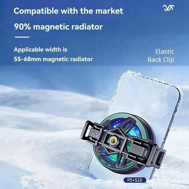 Alt view image 6 of 7 - P5 Universal Mobile Phone Cooler Back Clip Adjustable Elastic Back Clip Compatible with Various Magnetic Heat Sink