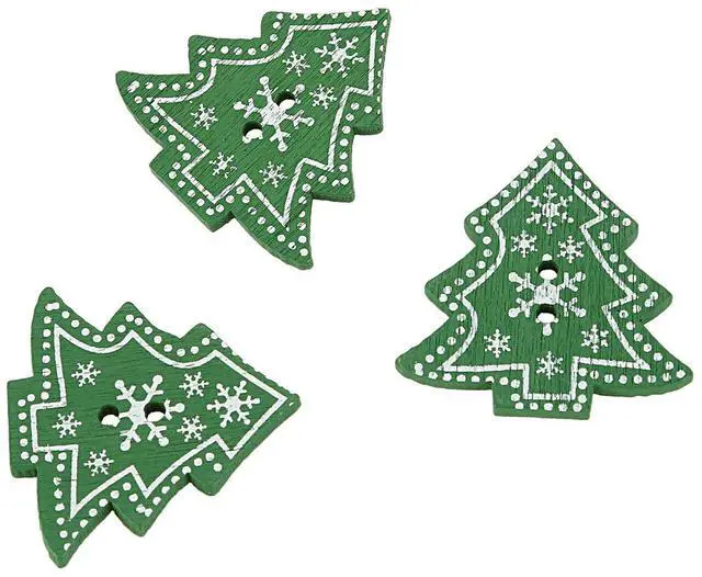 Alt view image 2 of 7 - 25pcs Christmas Tree Shape Decor Embellishment Wooden Buttons with Two Holes for Sewing Scrapbook Crafting