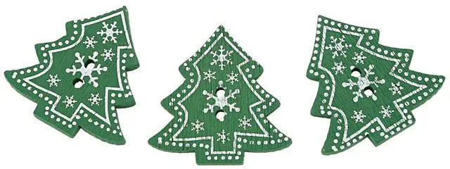 Alt view image 5 of 7 - 25pcs Christmas Tree Shape Decor Embellishment Wooden Buttons with Two Holes for Sewing Scrapbook Crafting